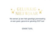 Nieuwjaarskaart 2027 met klok op 12 uur en vuurwerk 3
