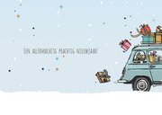 Nieuwjaarskaart auto vier blauw 3