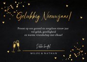 Nieuwjaarskaart fotocollage zwart goudlook confetti hartjes 3