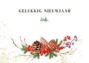 Nieuwjaarskaart met 2026 in hout met goud 3