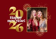 Nieuwjaarskaart met foto gouden vuurwerk 2026 cijfers 2