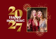 Nieuwjaarskaart met foto gouden vuurwerk 2027 cijfers 2