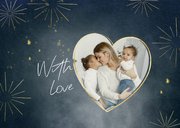 Nieuwjaarskaart met foto licht liefde goud vuurwerk 2026 2