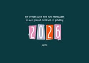 Nieuwjaarskaart retro 2026 groot jaartal  3