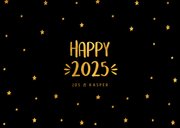 Nieuwjaarskaart sterren 'Happy 2025' goudlook 3