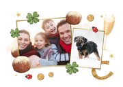 Nieuwjaarskaart vol gelukssymbolen vrolijk illustraties 2