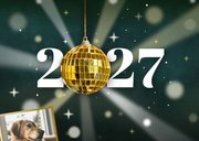 Originele kerstkaart met discobal 'stralende feestdagen!' 2
