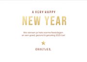 Rode nieuwjaarskaart Happy New Year gouden sterretjes 3