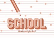 Roze kinderkaartje veel plezier op school potloden 2