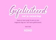 Roze verjaardagskaartje met foto en eenhoorn 3