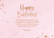 Roze waterverf verjaardagskaart happy birthday met spetters 3