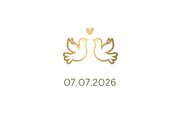Save the Date kaart klassiek wit met gouden duifjes en foto 2
