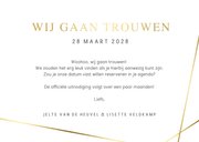 Save the Date kaart met eigen foto en gouden schuine lijnen  3