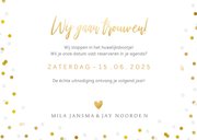 Save the Date kaart met grote eigen foto en confetti kader 3