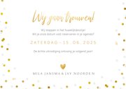 Save the Date kaart met grote eigen foto en confetti kader 3