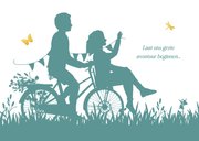 Save the Date kaart met silhouet van koppel op een fiets 2