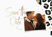 Save the Date kaart panterprint goudlook met foto 2