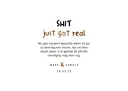 Save the date kaart shit just got real met drollen 3