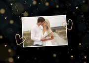 Save the Date kaart zwart goudlook hartjes 2