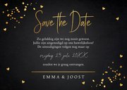 Save the Date kaart zwart goudlook hartjes 3