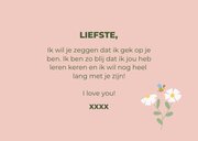 Schattige liefdeskaart met bloemetjes en bijtjes I love you 3