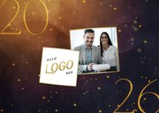 Sprankelende kerstkaart 2026 met foto en logo 2