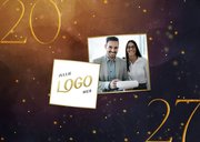 Sprankelende kerstkaart 2027 met foto en logo 2