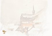 Sterktekaart met besneeuwde kerk 2