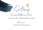 Stijlvol geboortekaartje geboortebloem mei symboliek goud 3