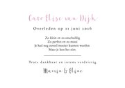 Stijlvol rouwkaartje baby vlinder waterverf roze foto hart 3