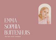 Stijlvol roze fotocollage kaartje voor communie met bogen 2