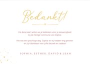 Stijlvolle bedankkaart communie met 3 foto's voor een meisje 3