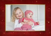 Stijlvolle kerstkaart met 2 eigen foto's en gouden arrenslee 2