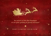 Stijlvolle kerstkaart met 2 eigen foto's en gouden arrenslee 3