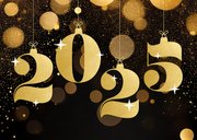 Stijlvolle kerstkaart zakelijk met gouden 2025 glitters 2