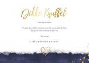 Stijlvolle knuffel kaart met foto en gouden hart omhelzing 3