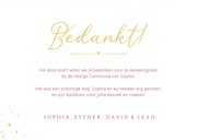 Stijlvolle roze met gouden kaart als bedankje bij communie 3