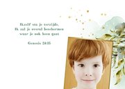 Stijlvolle uitnodiging vormsel botanische bladeren goud 2