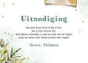 Stijlvolle uitnodiging vormsel botanische bladeren goud 3