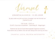 Stijlvolle Vormsel uitnodiging voor een meisje met 3 foto's 3