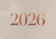 Stijlvolle zakelijke kerstkaart met fotocollage, logo & 2026 2