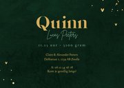 Stoer stijlvol geboortekaartje groen streepjes goud 3