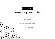 Stoere felicitatiekaart jongen voetbal prestatie 3