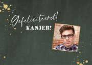 Stoere verjaardagskaart met jaartal in goud en watercolour 2