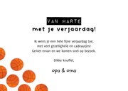 Stoere verjaardagskaart oranje basketbalveld basketballen 3