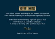 Ticket uitnodiging communie feestje foto stoer goud 3