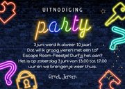 Toffe uitnodiging kinderfeest escape room ticket goud 3