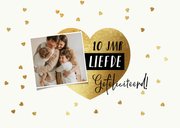 Trendy felicitatiekaart huwelijksjubileum met gouden hart 2