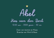 Trendy geboortekaartje kleurrijke streep hartje goud 3