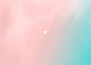 Trendy geboortekaartje met turquoise roze overgang  Achterkant